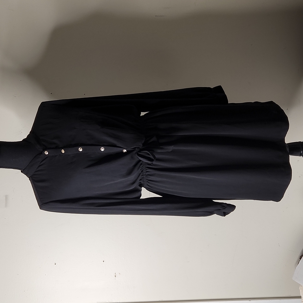 Y2K  black long sleeve  whismigoth button-down lightweight shirt dress